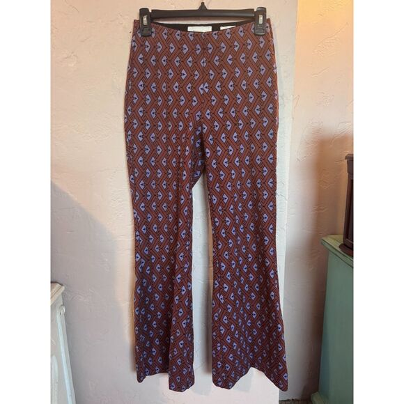 by Anthropologie Joni Printed Flare Leg Stretch Pants Bell Bottom Small - Picture 4 of 8